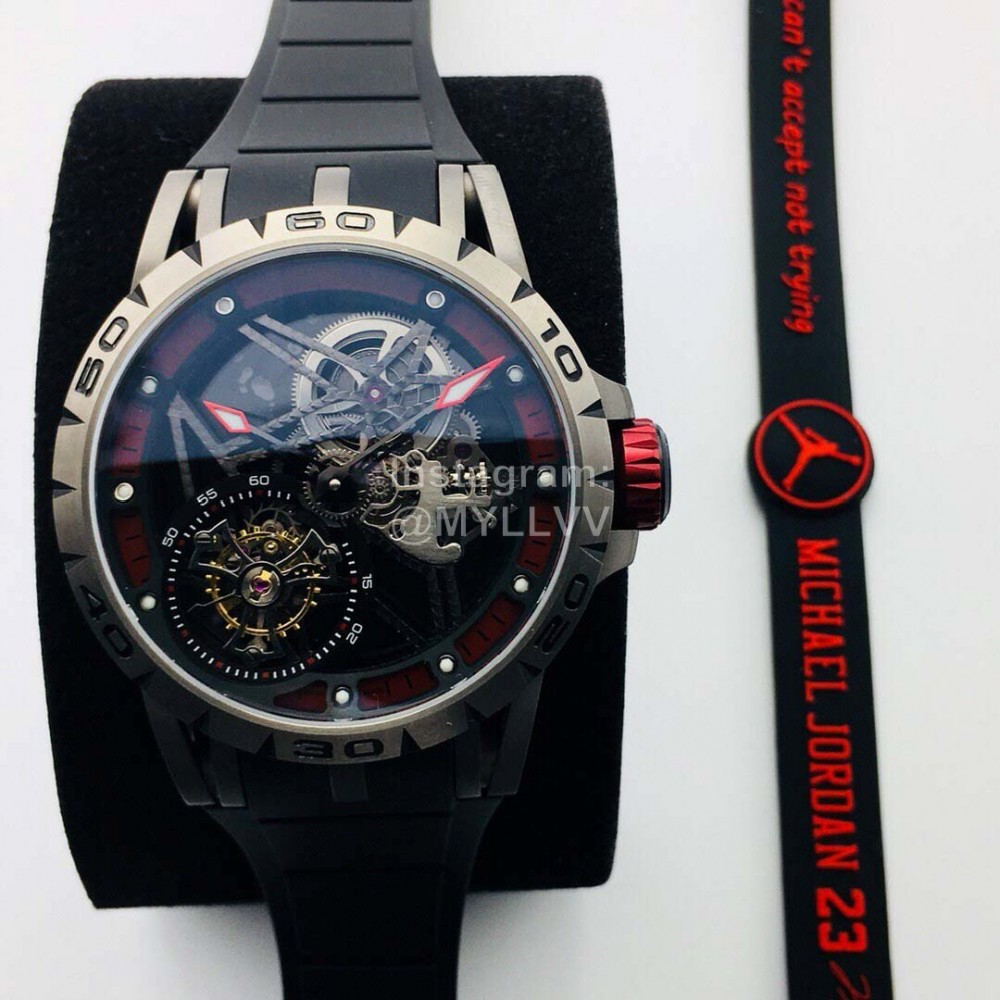 Roger Dubuis Bbr Factory Luminous Scale Rubber Strap Watch Black