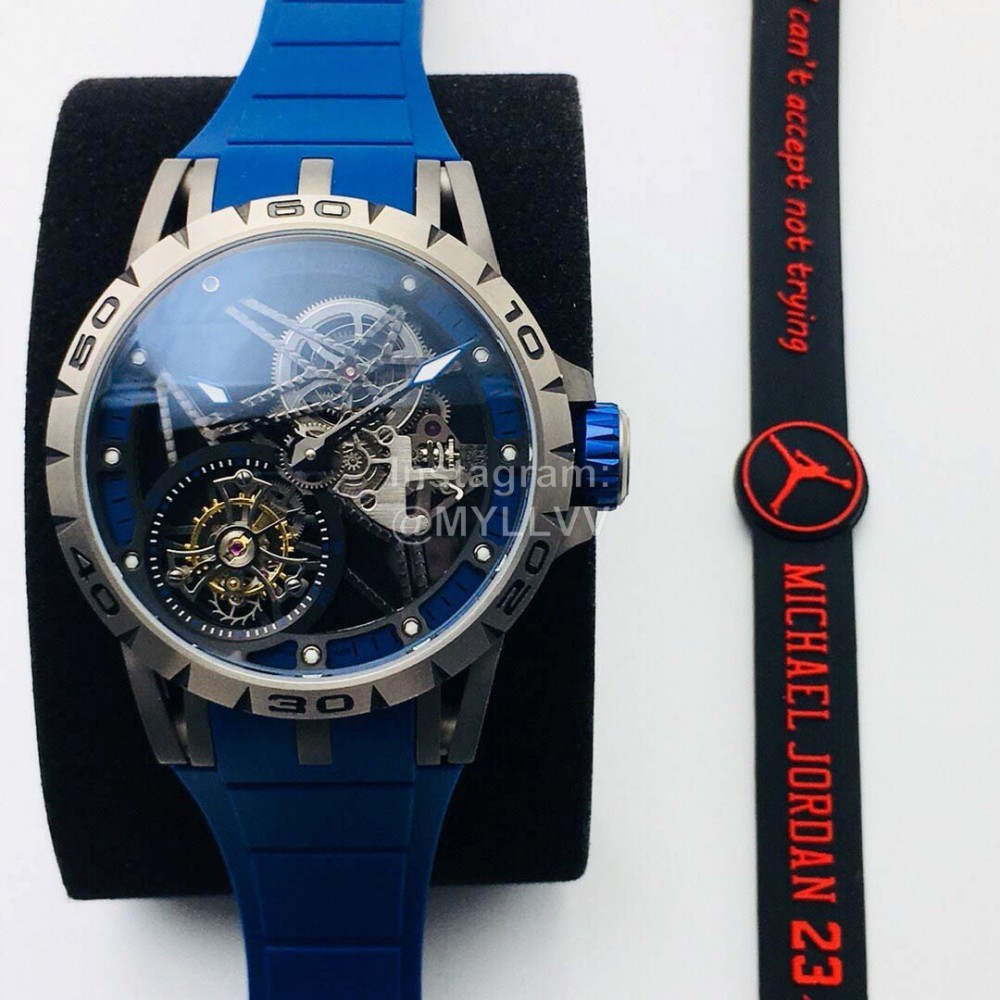 Roger Dubuis Bbr Factory Luminous Scale Blue Rubber Strap Watch