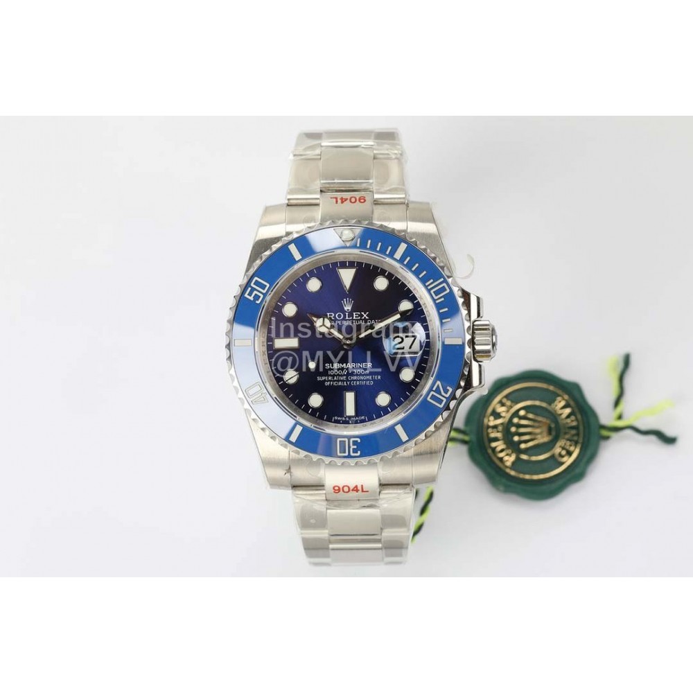 Rolex New 40mm Dial Steel Strap Watch Blue