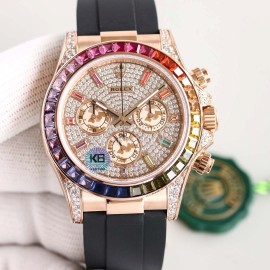 Rolex Sgp Factory Diamond Dial Rubber Strap Watch Rose Gold