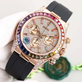 Rolex Sgp Factory Diamond Dial Rubber Strap Watch Rose Gold