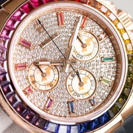 Rolex Sgp Factory Diamond Dial Rubber Strap Watch Rose Gold