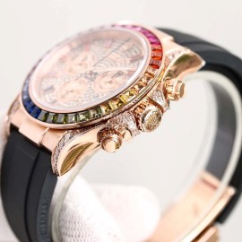 Rolex Sgp Factory Diamond Dial Rubber Strap Watch Rose Gold