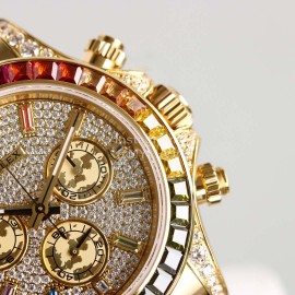 Rolex Sgp Factory Diamond Dial Rubber Strap Watch Gold