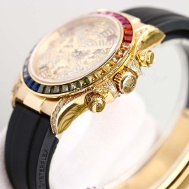 Rolex Sgp Factory Diamond Dial Rubber Strap Watch Gold