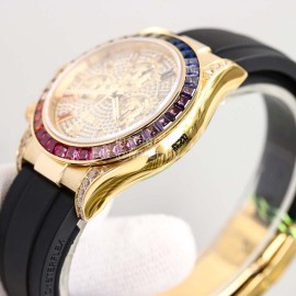 Rolex Sgp Factory Diamond Dial Rubber Strap Watch Gold