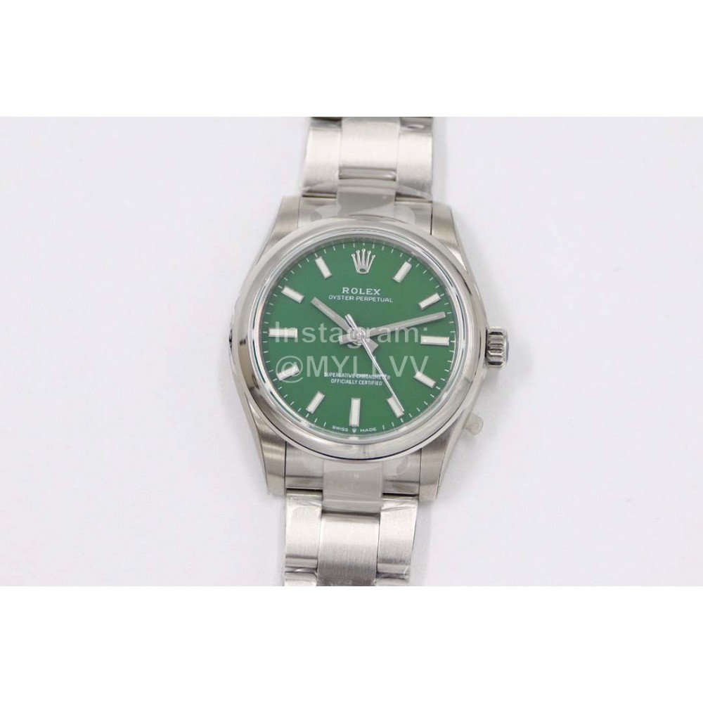 Rolex Steel Strap 31mm Green Dial Watch