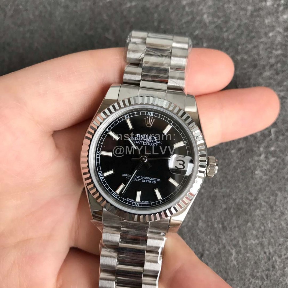 Rolex 31mm Dial Sapphire Crystal Watch Black