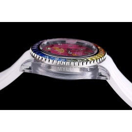 Rolex Rubber Strap Sapphire Crystal Watch Pink