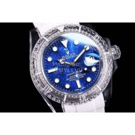 Rolex Sapphire Crystal Rubber Strap Navy Dial Watch