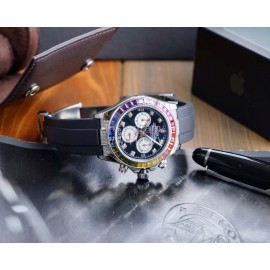 Rolex Rubber Strap Diamond Watch Silver