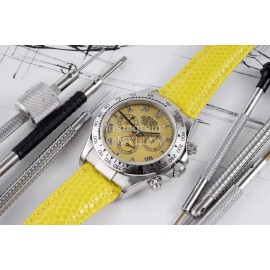 Rolex Tw Factory 904l Steel Leather Strap Watch Yellow