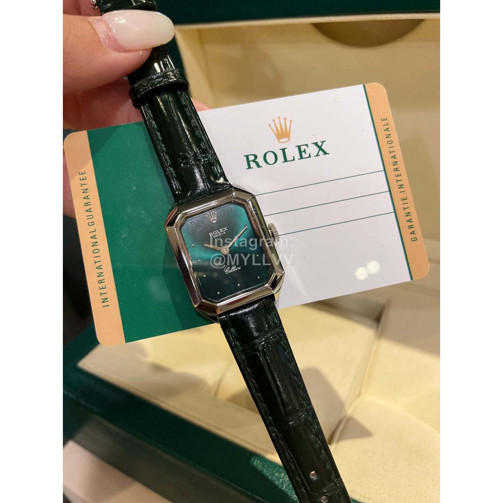 Rolex Square Dial Leather Strap Watch 