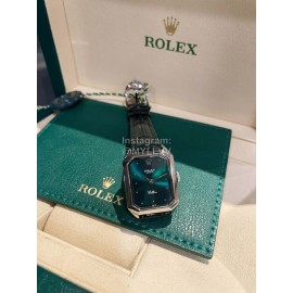 Rolex Square Dial Leather Strap Watch 