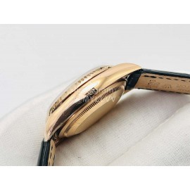 Rolex Dr Factory Day-Date 36mm Dial Leather Strap Watch Black