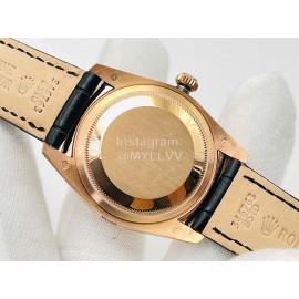 Rolex Dr Factory Day-Date 36mm Dial Leather Strap Watch Black