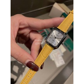 Rolex Square Dial Leather Strap Quartz Watch Yellow