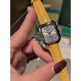 Rolex Square Dial Leather Strap Quartz Watch Yellow
