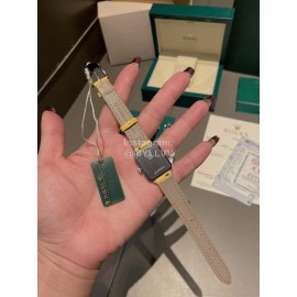 Rolex Square Dial Leather Strap Quartz Watch Yellow