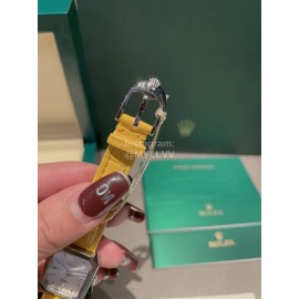 Rolex Square Dial Leather Strap Quartz Watch Yellow