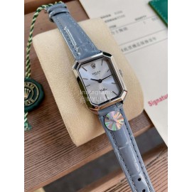 Rolex Square Dial Leather Strap Quartz Watch Gray