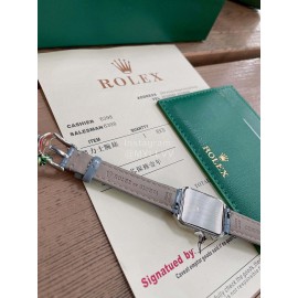 Rolex Square Dial Leather Strap Quartz Watch Gray