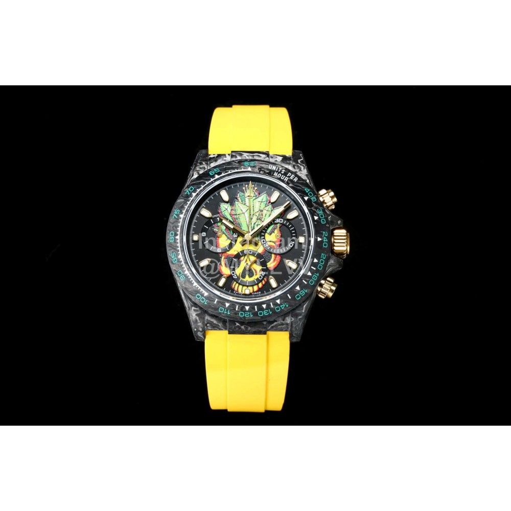Rolex Yellow Rubber Strap Multifunctional Watch