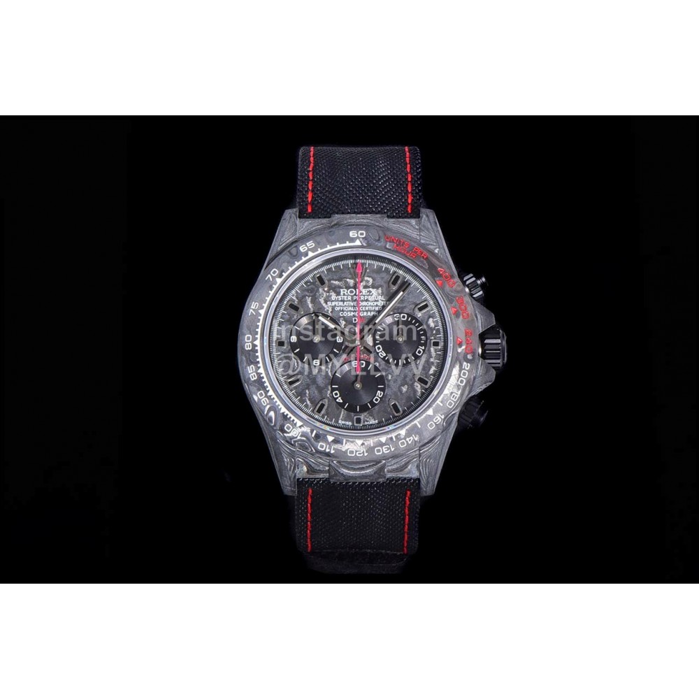 Rolex Soft Black Woven Strap Multifunctional Watch 