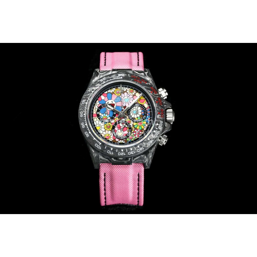 Rolex Pink Woven Strap Multifunctional Watch