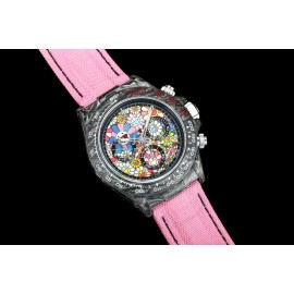 Rolex Pink Woven Strap Multifunctional Watch