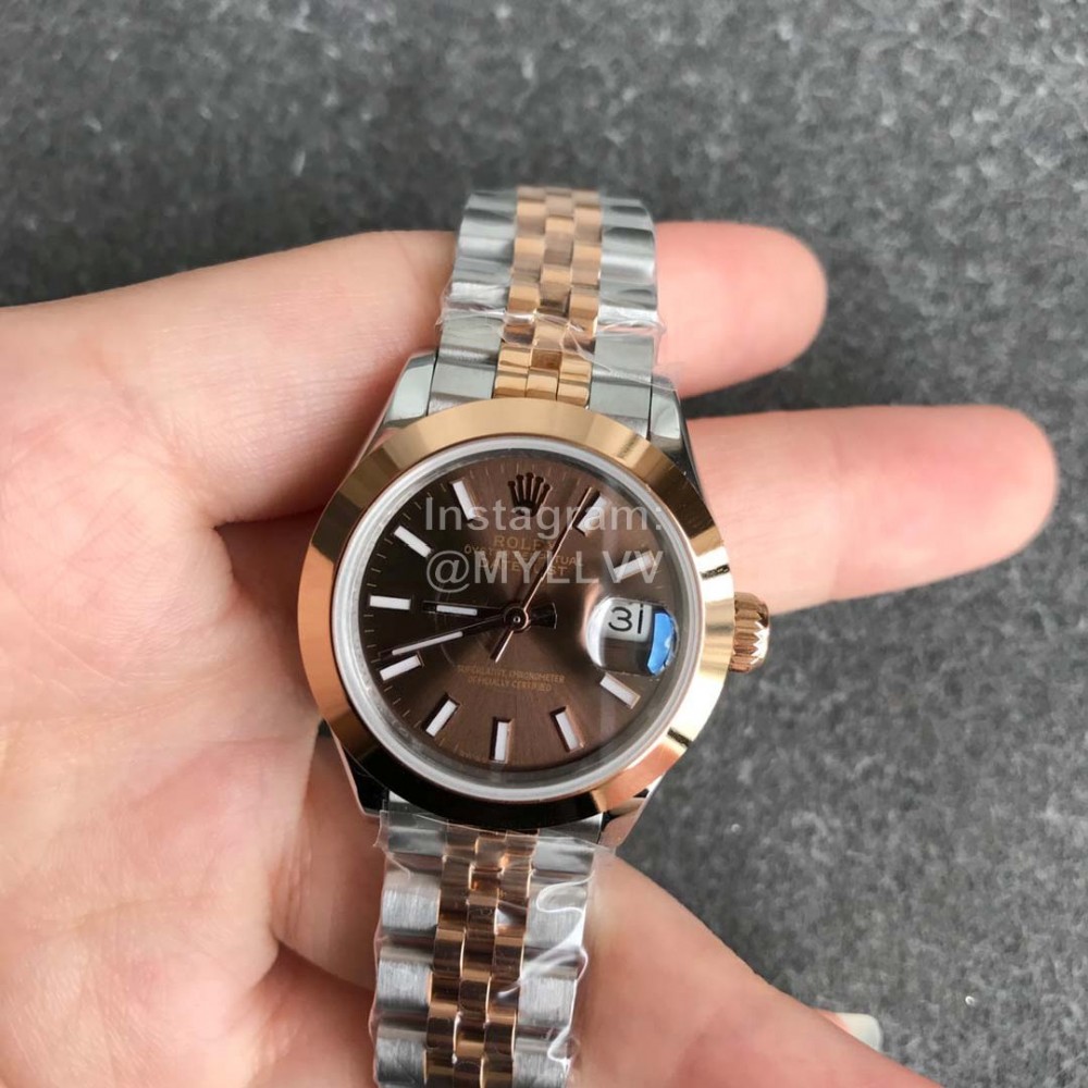 Rolex Datejust 28mm Dial Steel Strap Watch Brown
