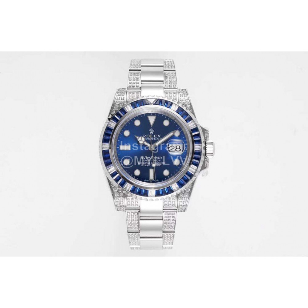 Rolex 904l Steel 40mm Dial Watch Dark Blue