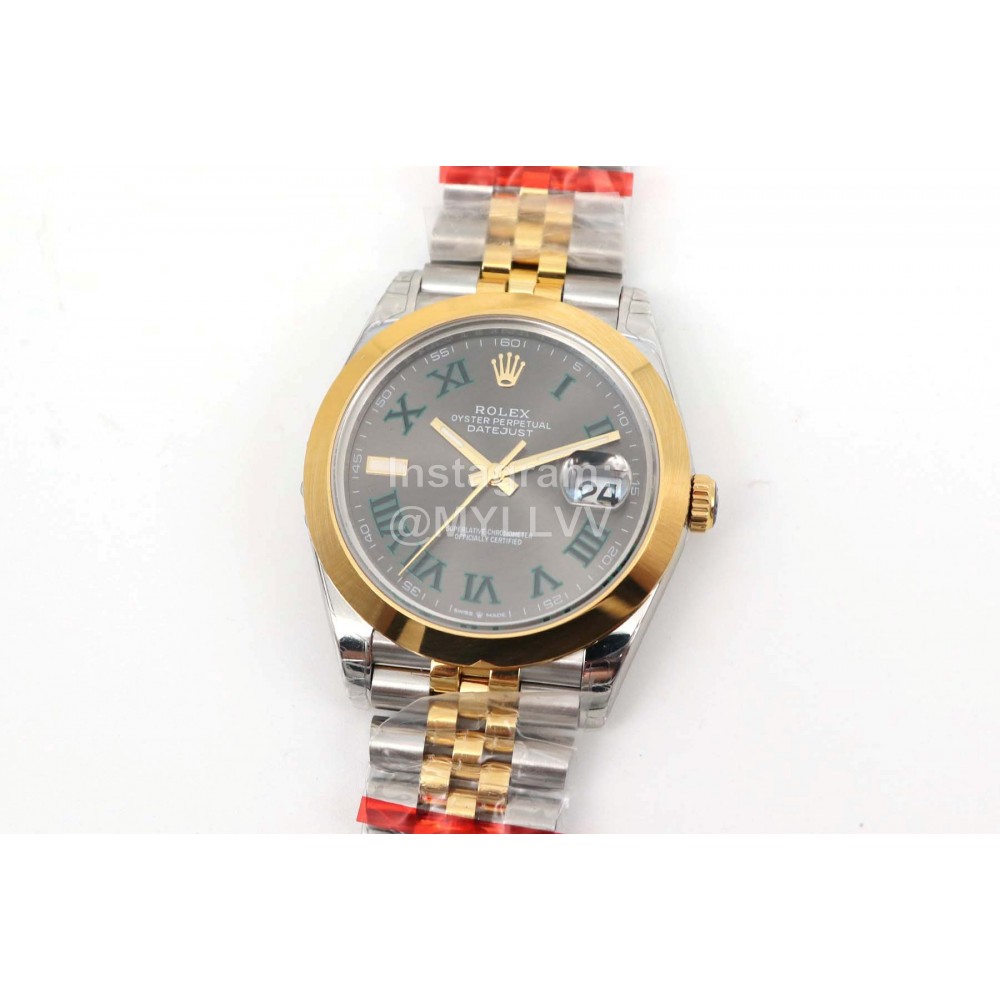 Rolex New 904l Steel 41mm Gray Dial Watch