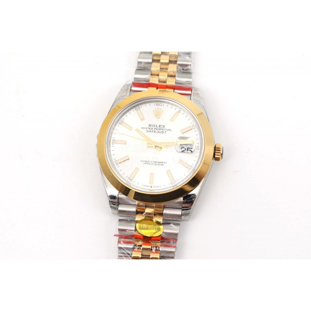 Rolex New 904l Steel 41mm White Dial Watch