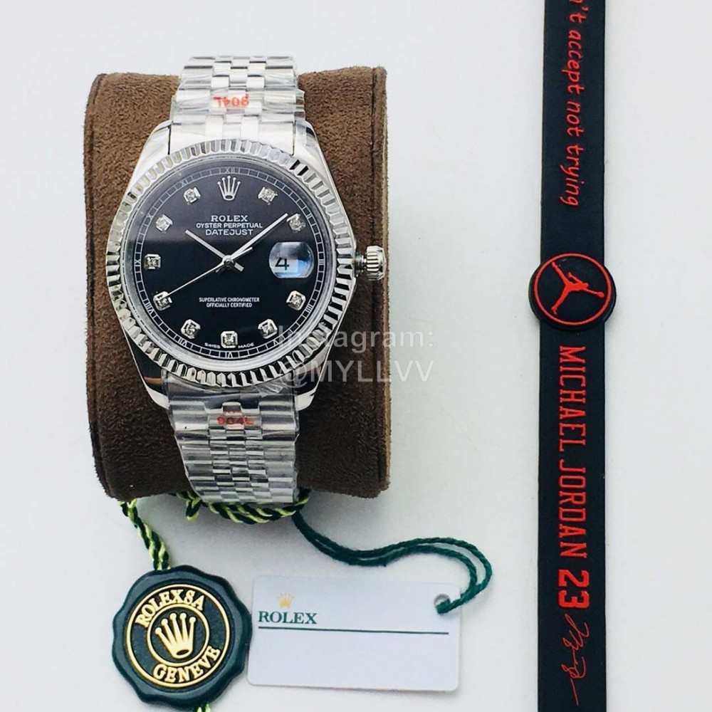 Rolex Tnt Factory Steel Strap Black Dial Watch