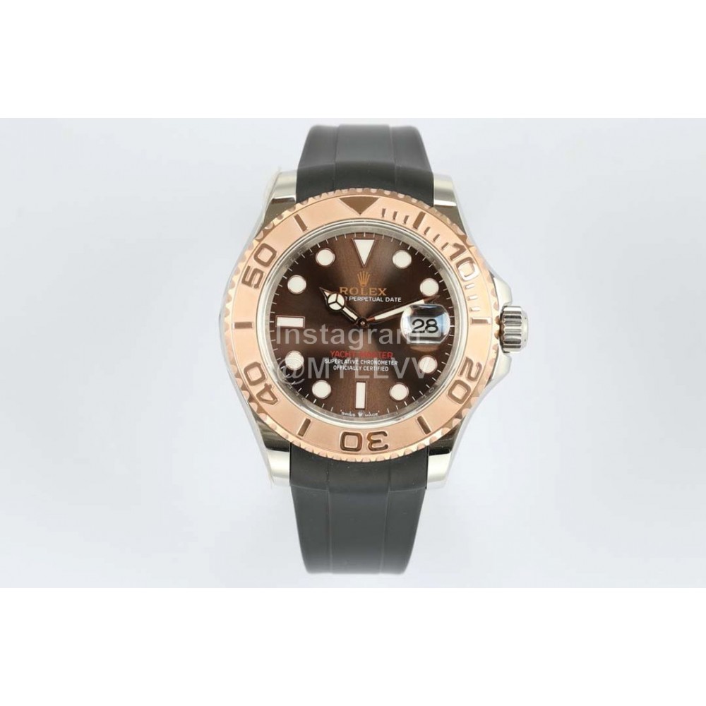 Rolex Sapphire Crystal Rubber Strap Watch Brown