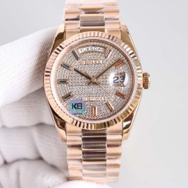 Rolex Tw Factory 316 Steel Diamond Dial Watch Rose Gold