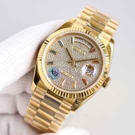 Rolex Tw Factory 316 Steel Diamond Dial Watch Gold