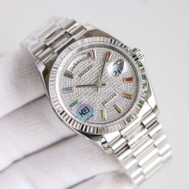 Rolex Tw Factory 316 Steel Diamond Dial Watch Silver