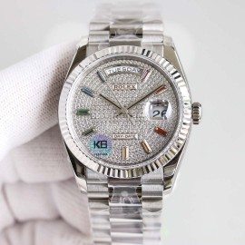 Rolex Tw Factory 316 Steel Diamond Dial Watch Silver