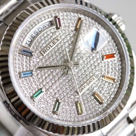 Rolex Tw Factory 316 Steel Diamond Dial Watch Silver