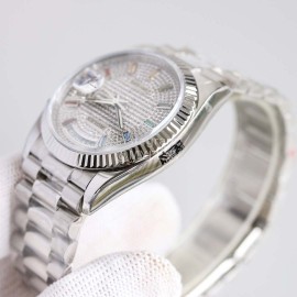 Rolex Tw Factory 316 Steel Diamond Dial Watch Silver