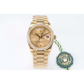 Rolex Steel Strap 36mm Gold Dial Diamond Watch