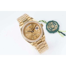 Rolex Steel Strap 36mm Gold Dial Diamond Watch