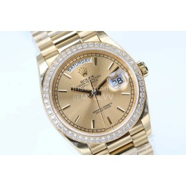 Rolex Steel Strap 36mm Gold Dial Diamond Watch