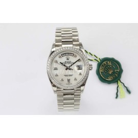 Rolex Steel Strap 36mm White Dial Diamond Watch