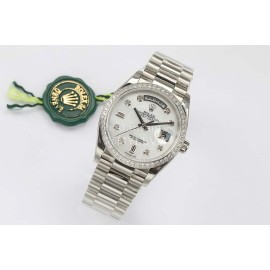 Rolex Steel Strap 36mm White Dial Diamond Watch