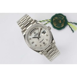 Rolex Steel Strap 36mm White Dial Diamond Watch