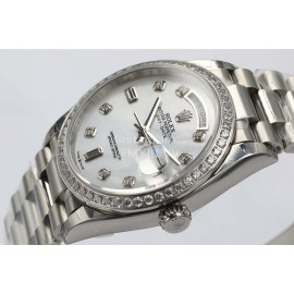 Rolex Steel Strap 36mm White Dial Diamond Watch