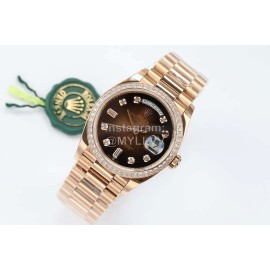 Rolex Steel Strap 36mm Brown Dial Diamond Watch